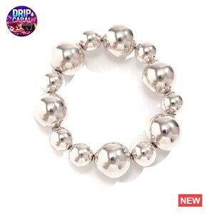 Chunky Gold Beaded Bracelet Elegant Adjustable Stretch Strand Fashion Jewelry